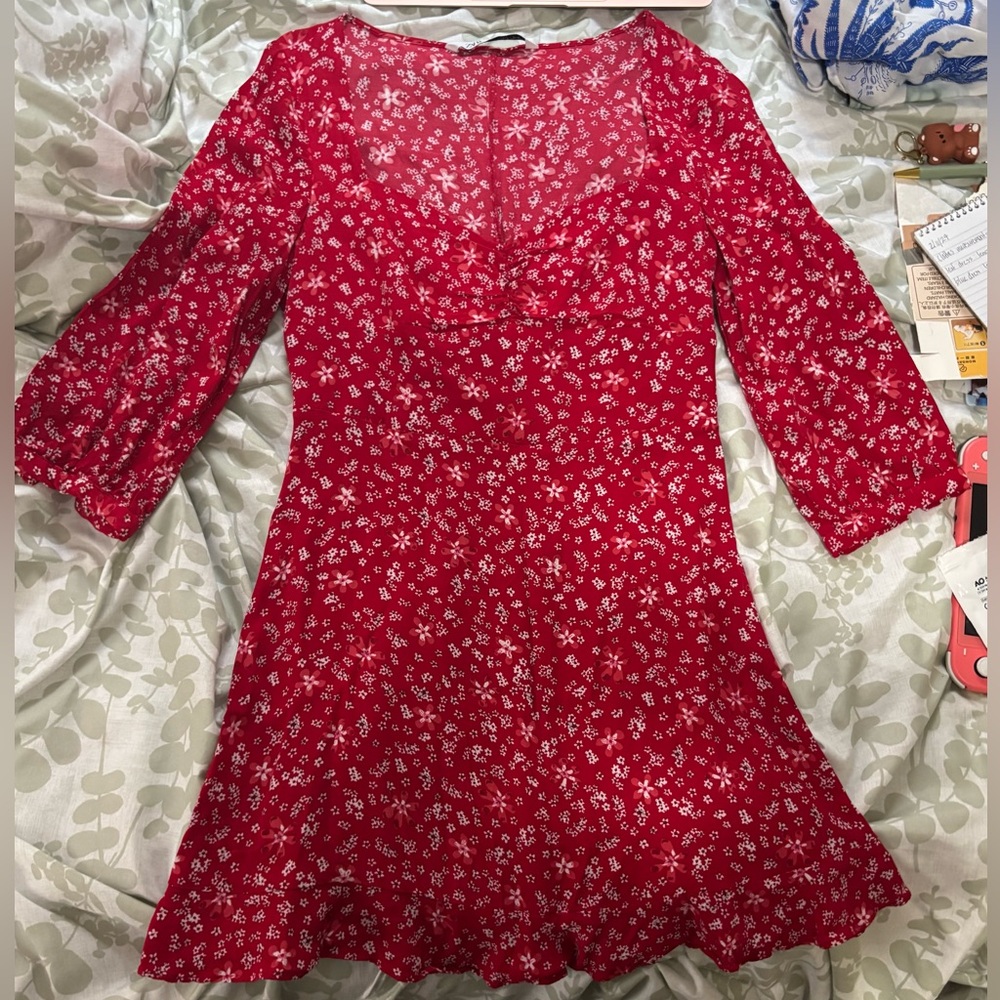 Zara Red Floral Mini Dress